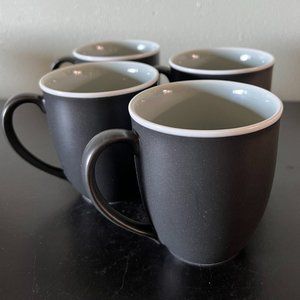 Set of 4 Noritake Colortrio Graphite Fine Porcelain Mugs Cups Matte Finish